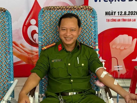 Gia Lai: Trung tá Công an 15 lần hiến máu nhân đạo cứu người